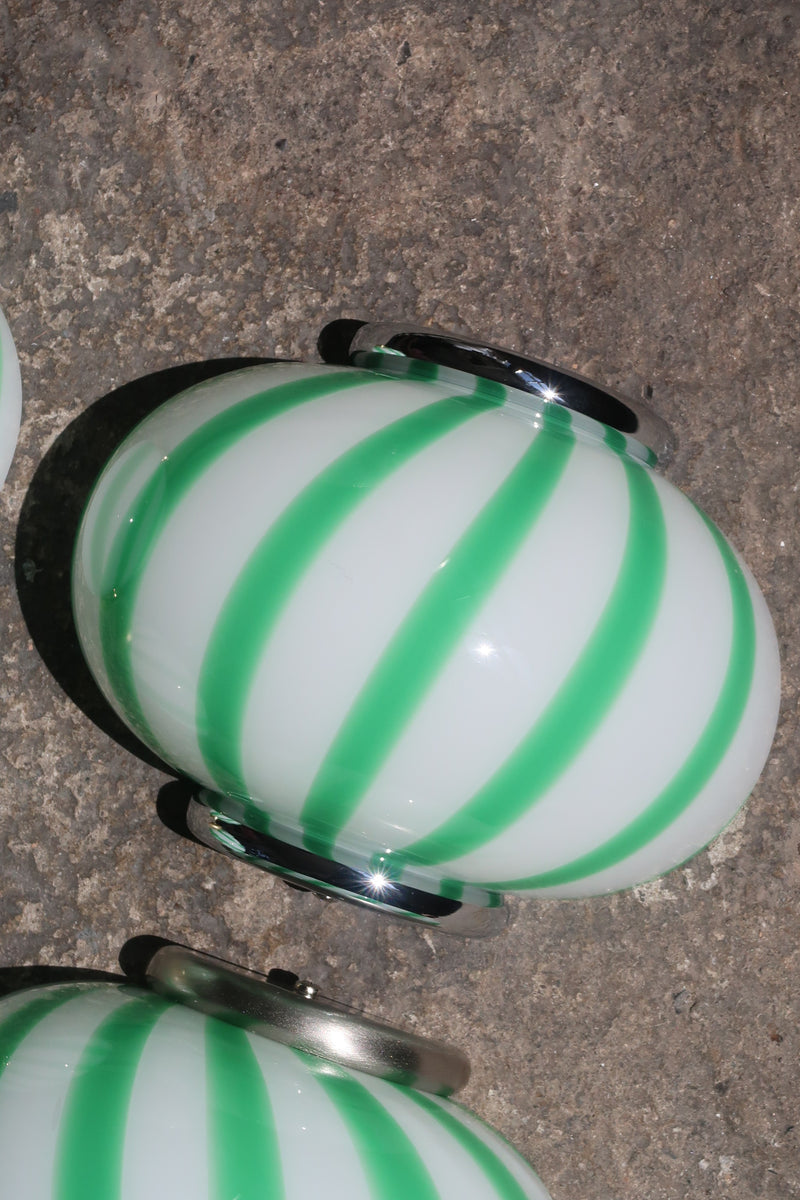 Murano Candy væglampe grønne striber 21x15cm