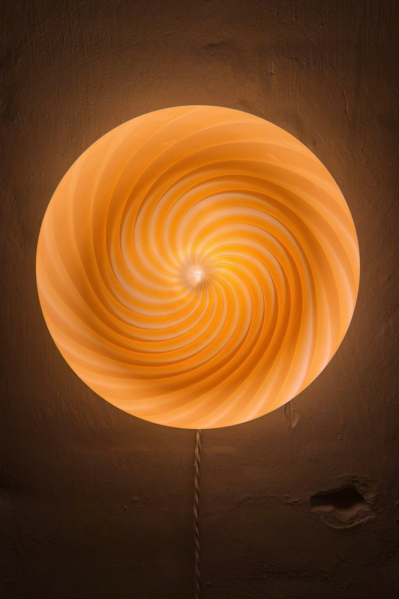 Murano Candy plafond rav orange swirl D:30 cm