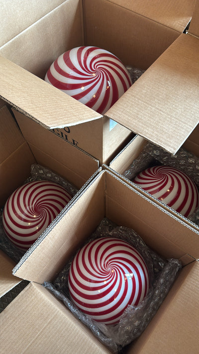 Murano Candy pendel bordeaux rød/hvid swirl D:30 cm [archive]