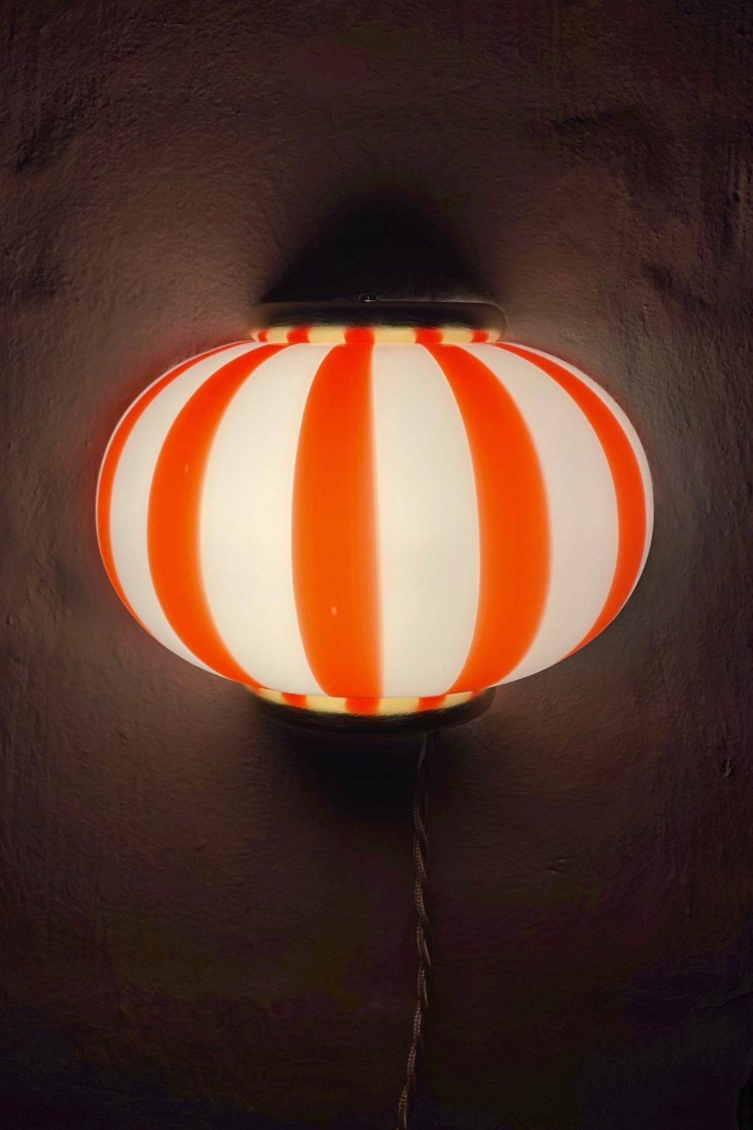 Murano lampe murale à rayures rouges/blanches, forme ronde et motif tourbillon, éclairage élégant pour mur