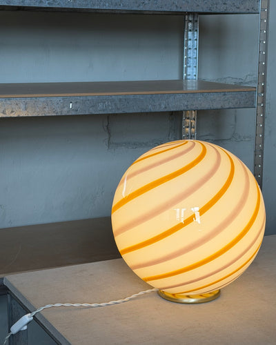 Murano Candy tafellamp geel/lichtroze swirl D:30 cm
