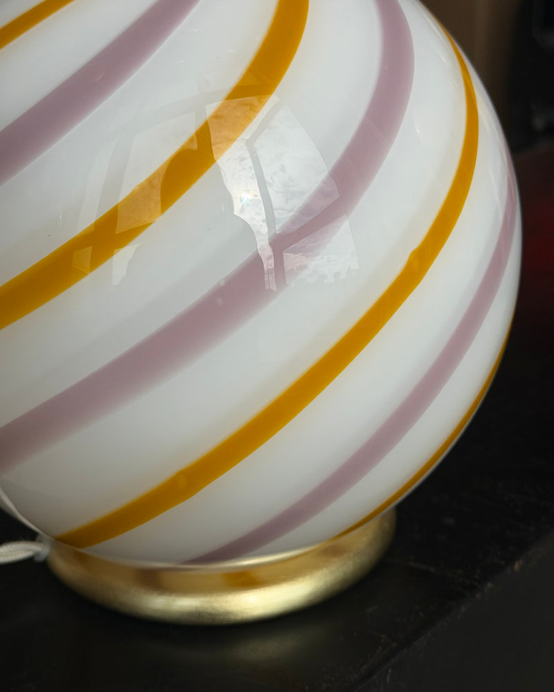 Murano Lampe de table « Candy » jaune/rose swirl D :20 cm