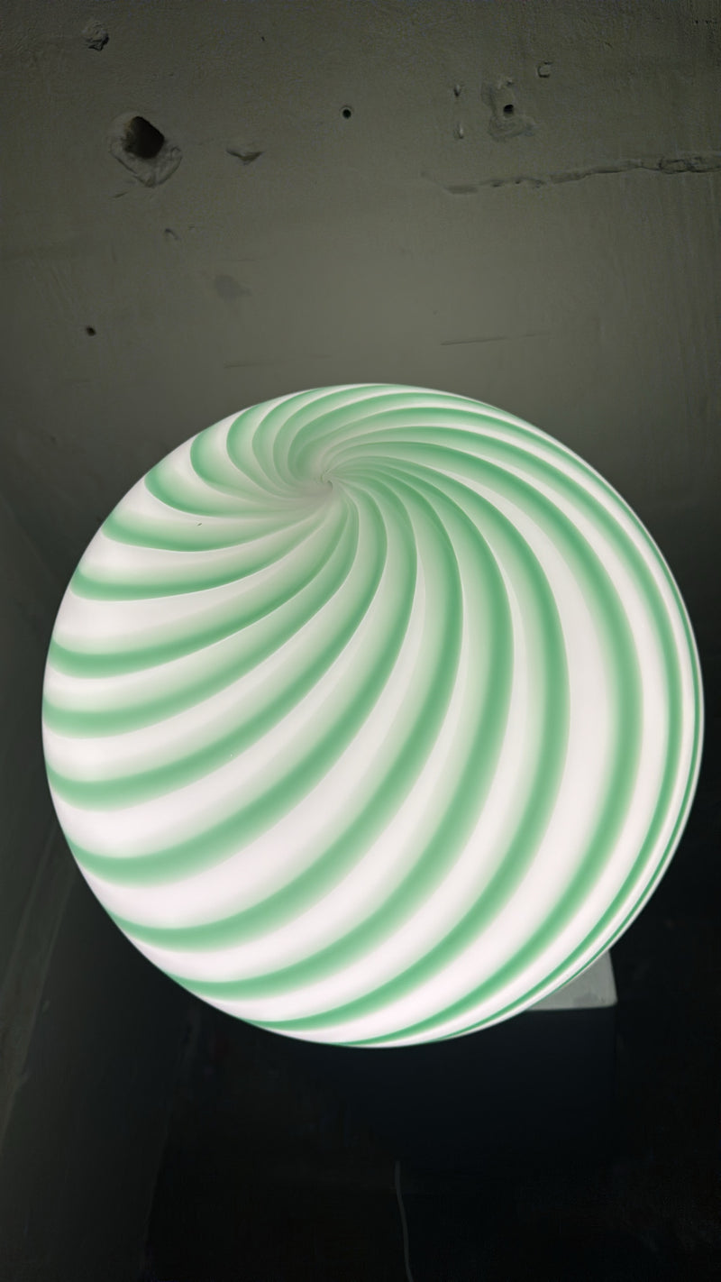 Murano Candy gulvlampe grøn/hvid swirl D:40 cm