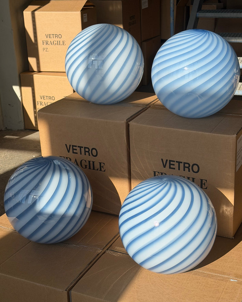 Murano Lampe de table Candy swirl bleu D:30 cm
