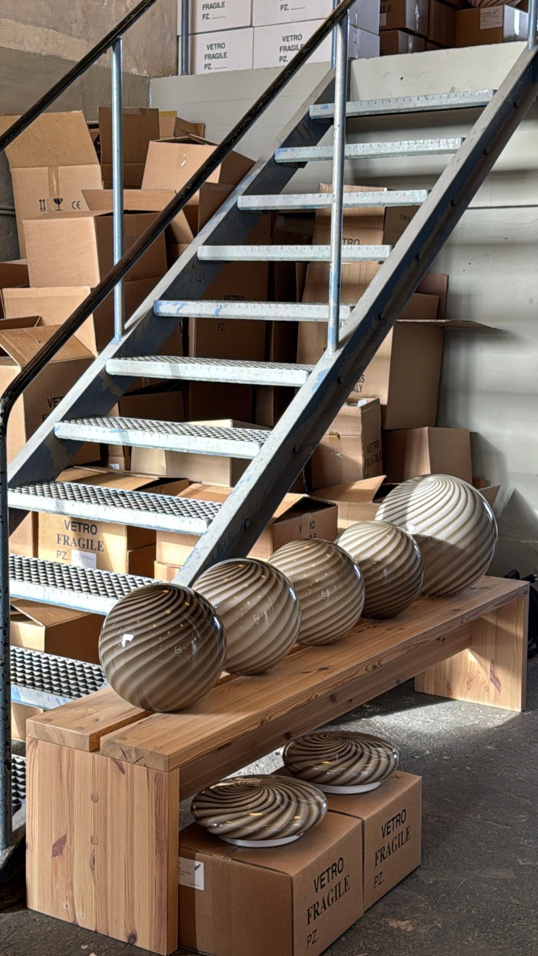 Murano Candy ceiling light gray brown swirl D:30 cm