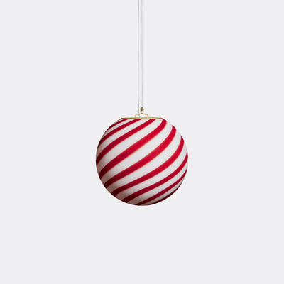 Murano Candy pendel bordeaux rød/hvid swirl D:20 cm
