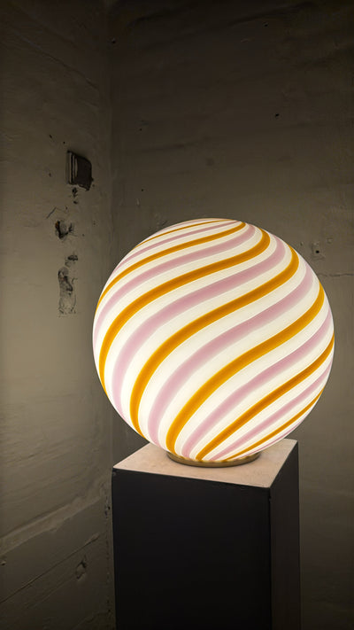 Murano Candy gulvlampe gul/lyserød swirl D:40 cm