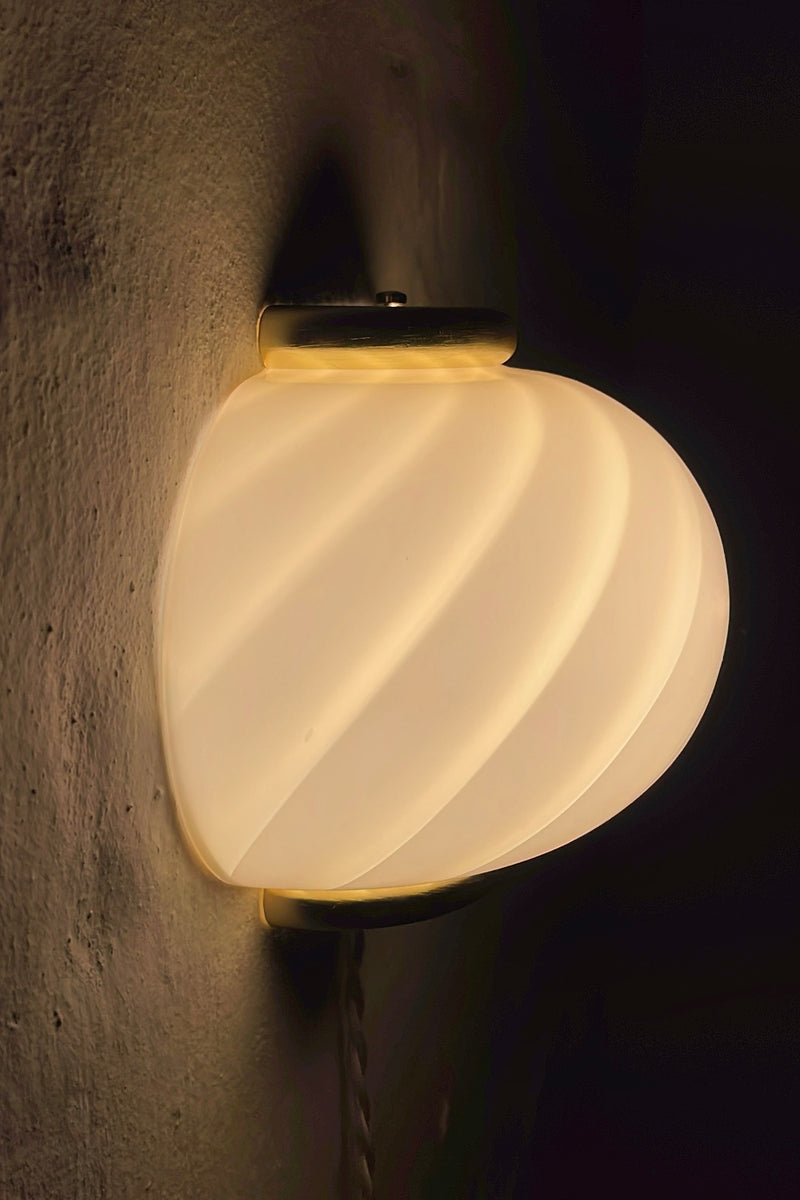 Murano Candy vägglampa mjuk ljusrosa swirl 21x15cm