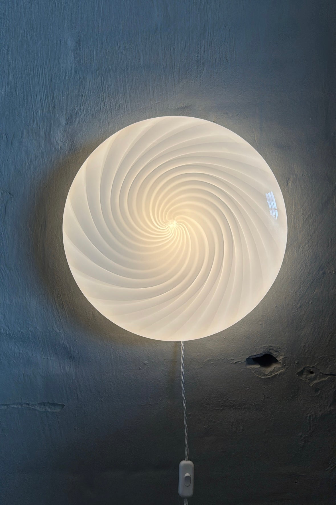Stor Murano Candy plafond hvid swirl D:40 cm
