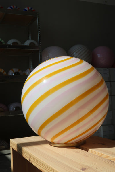 Murano Candy floor lamp yellow/pink swirl D:40 cm