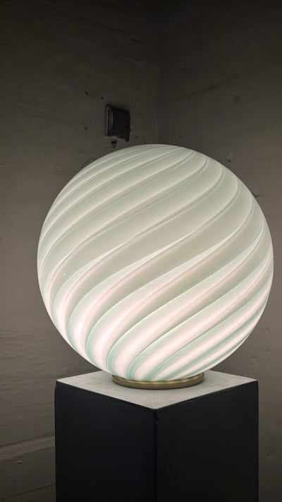 Murano Candy vloerlamp petroleumgroen swirl D:40 cm