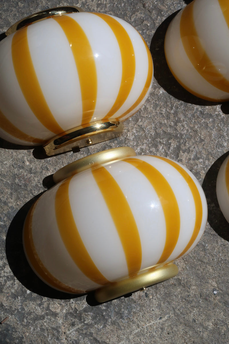 Murano Candy væglampe gule striber 21x15cm