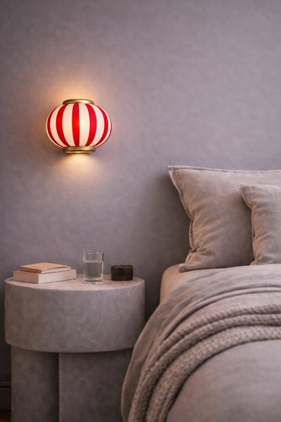Murano Candy wall lamp red stripes 21x15cm