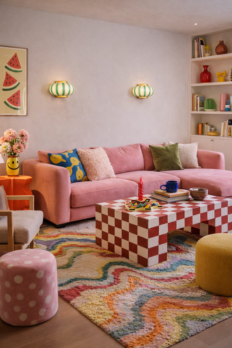 Murano Candy vägglampa gröna ränder 21x15cm