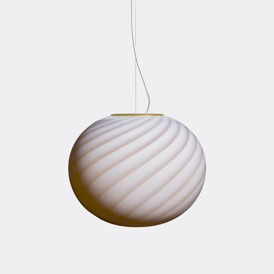 Stor Murano Candy oval pendel karamel creme swirl D:40 cm