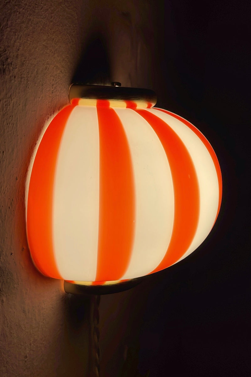 Murano Candy vägglampa röda ränder 21x15cm