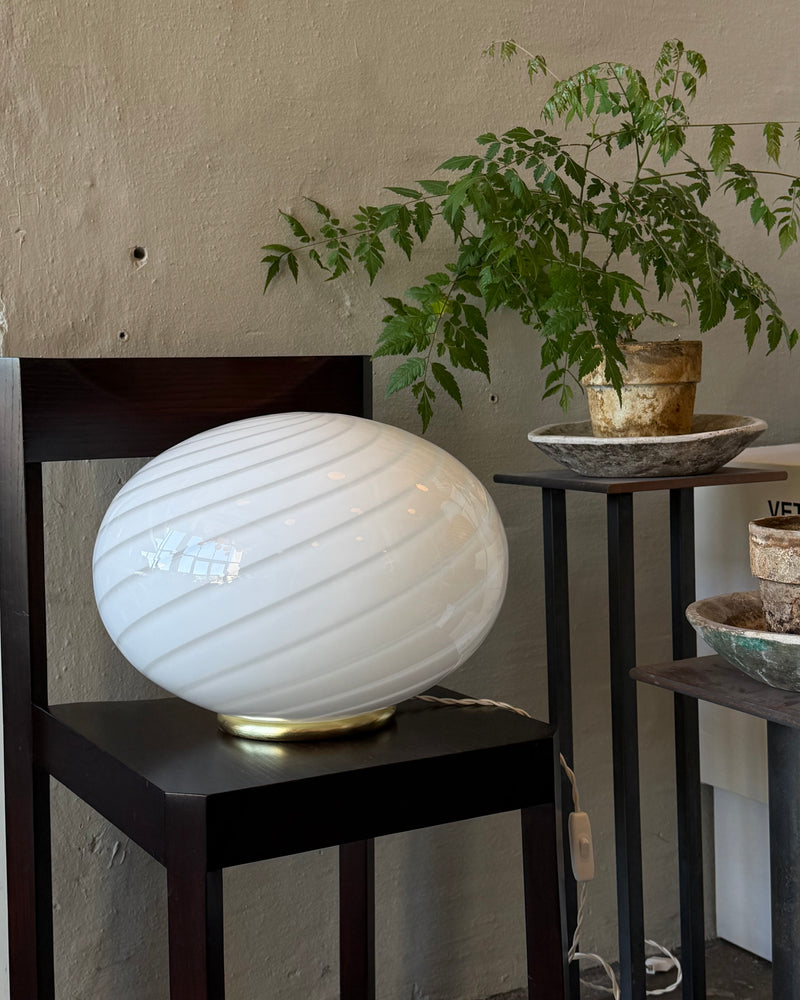 Murano Candy lampe sur pied ovale blanche swirl D:40 cm