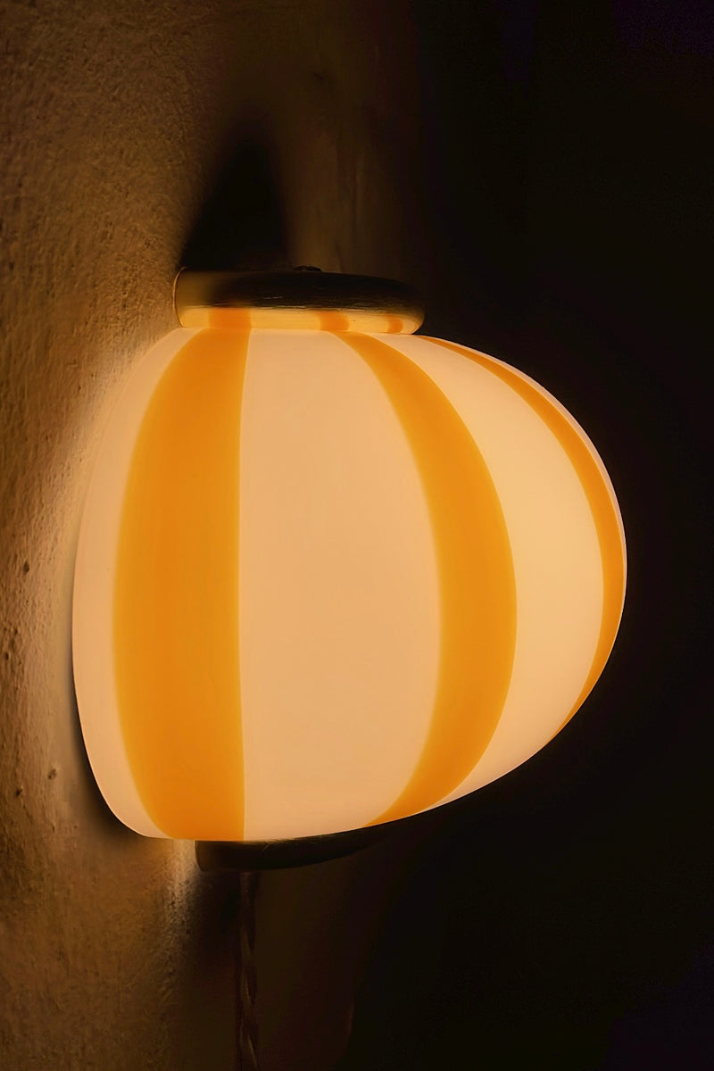 Murano Candy vägglampa gula ränder 21x15cm
