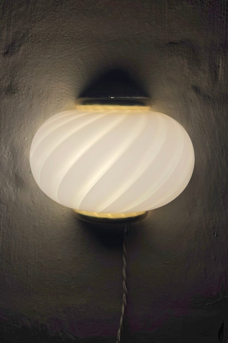 Murano Candy vägglampa mjuk ljusrosa swirl 21x15cm