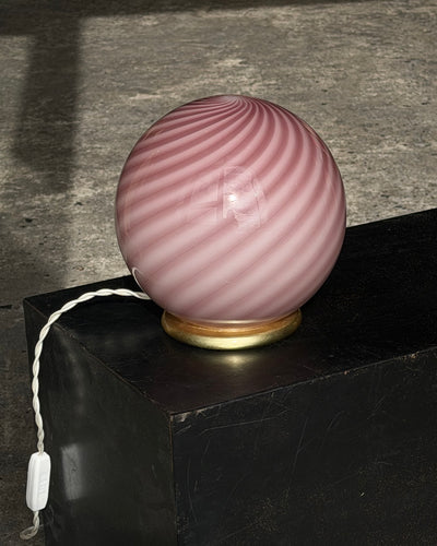 Murano Lampe de table Candy en améthyste lilas, motif tourbillon, Ø20 cm