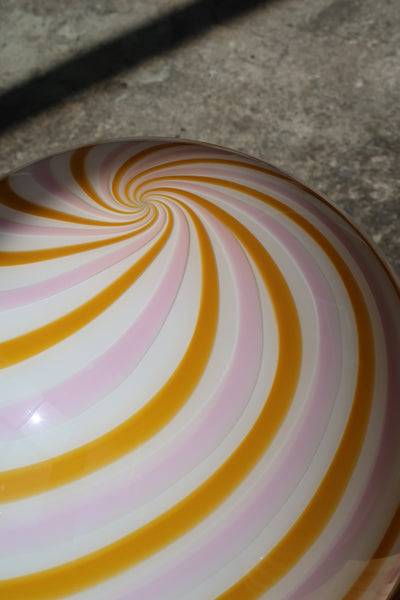 Murano Candy floor lamp yellow/pink swirl D:40 cm