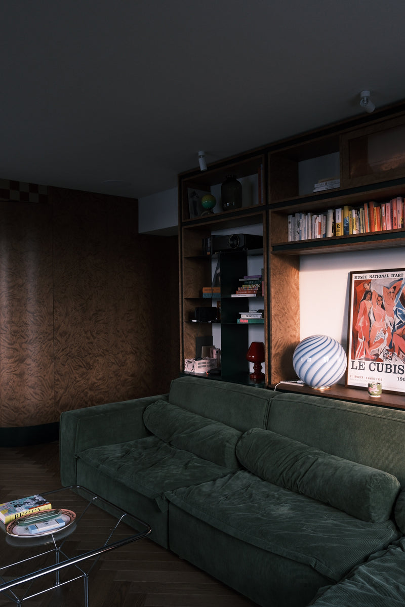Murano Candy gulvlampe blå swirl D:40 cm