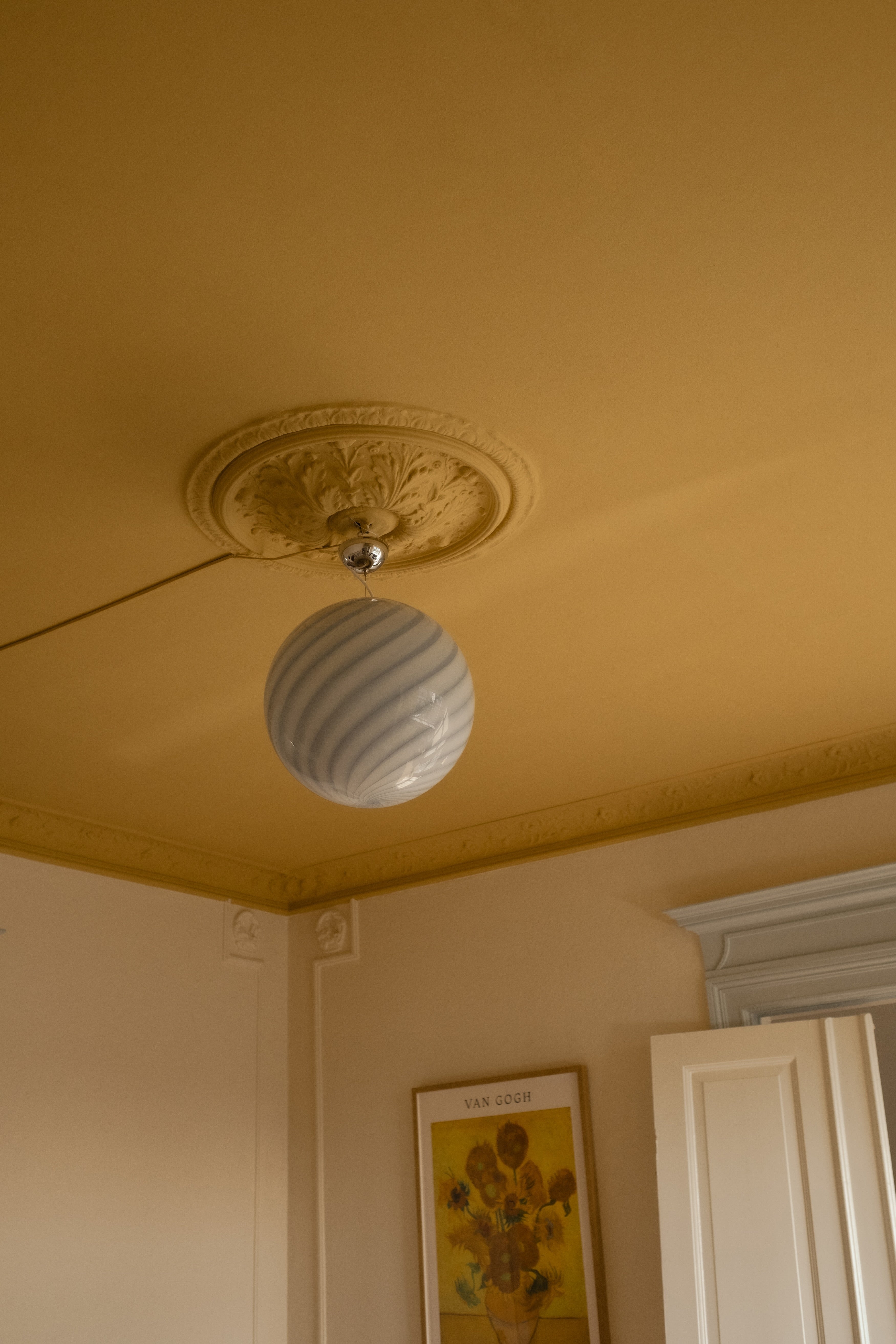 Big Murano Candy Round pendant light blue swirl d: 40 cm