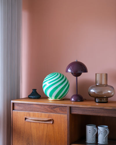Murano Candy table lamp green/white swirl D:20 cm
