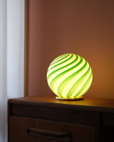 Murano Candy table lamp green/white swirl D:20 cm