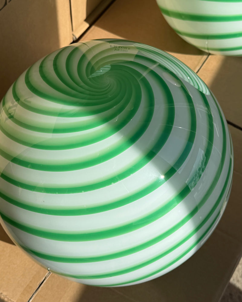 Murano Lampe de table Candy vert/blanc swirl D:30 cm