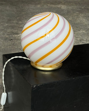 Murano Lampe de table « Candy » jaune/rose swirl D :20 cm