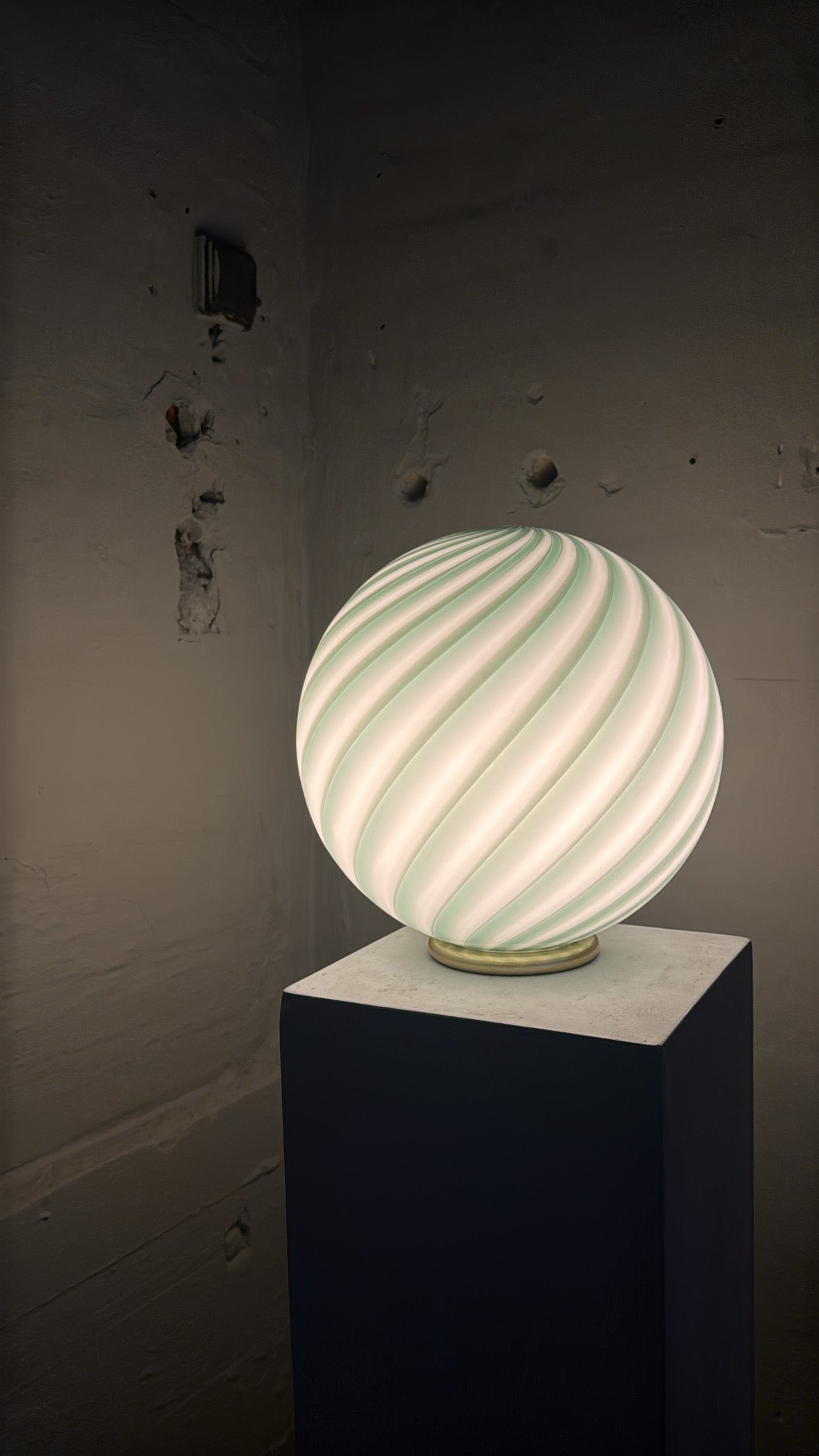 Murano Candy bordlampe petrolium grøn swirl D:30 cm