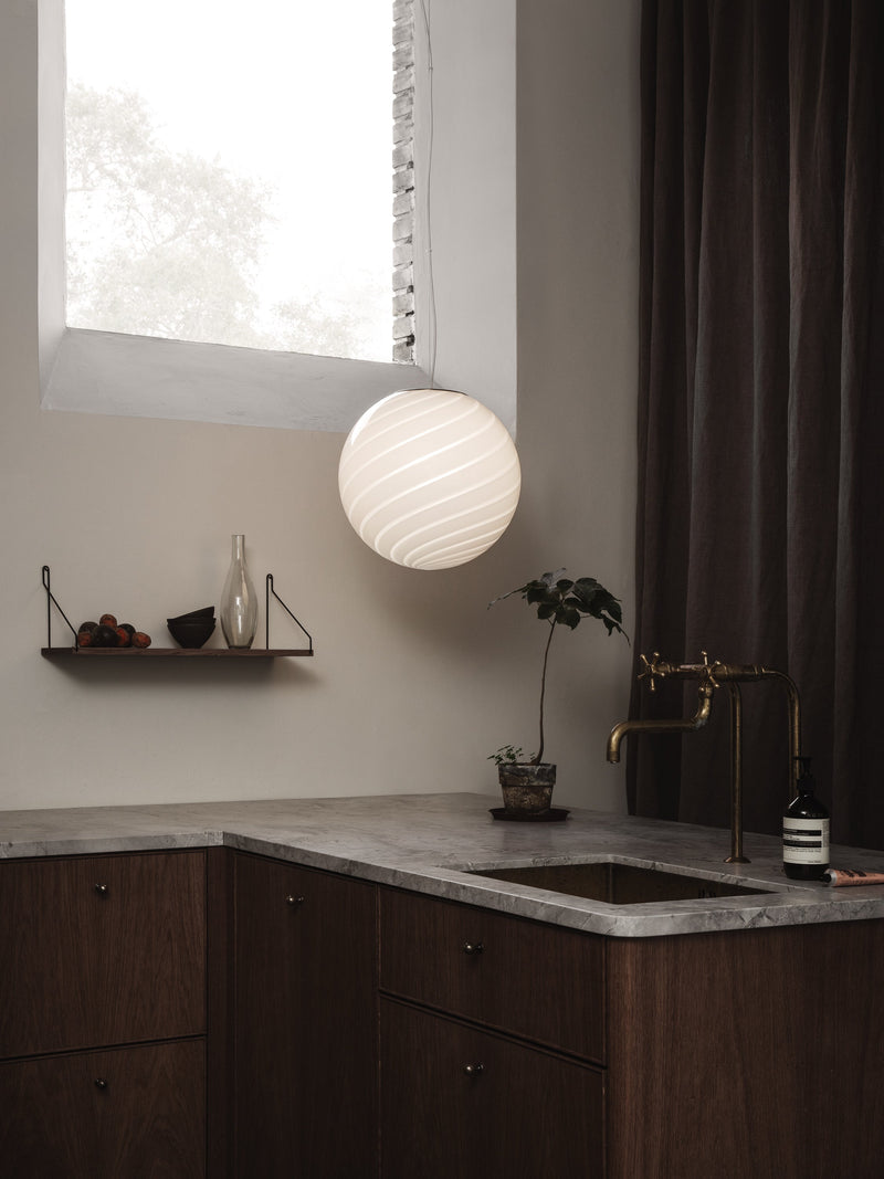 Large Murano round white swirl pendant lamp D:40 cm