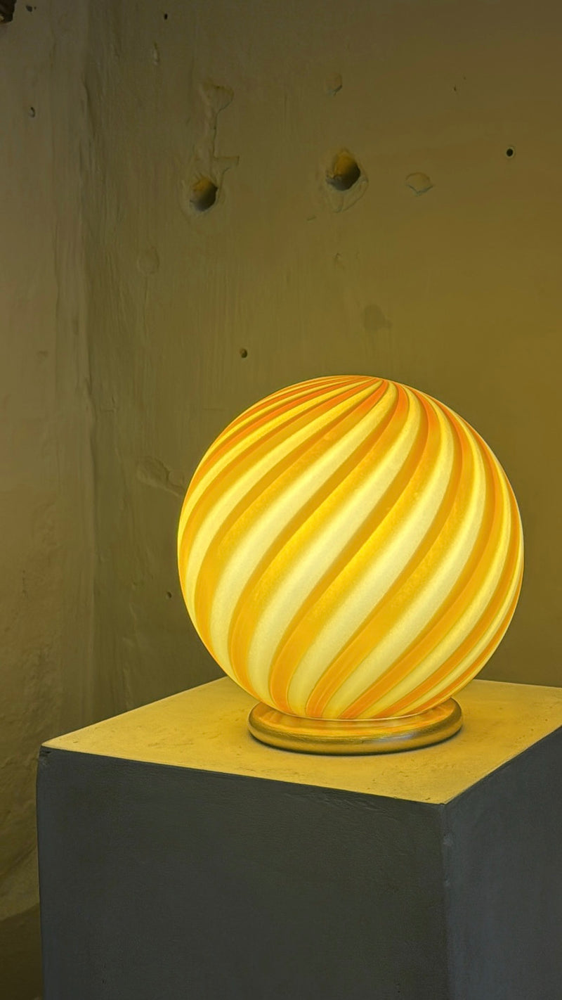 Murano Candy tafellamp amber oranje swirl D:20 cm