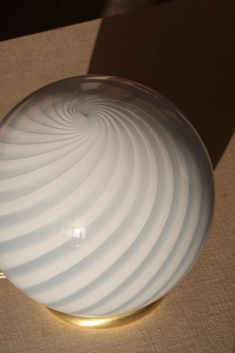 Murano Candy table lamp light blue swirl D:20 cm