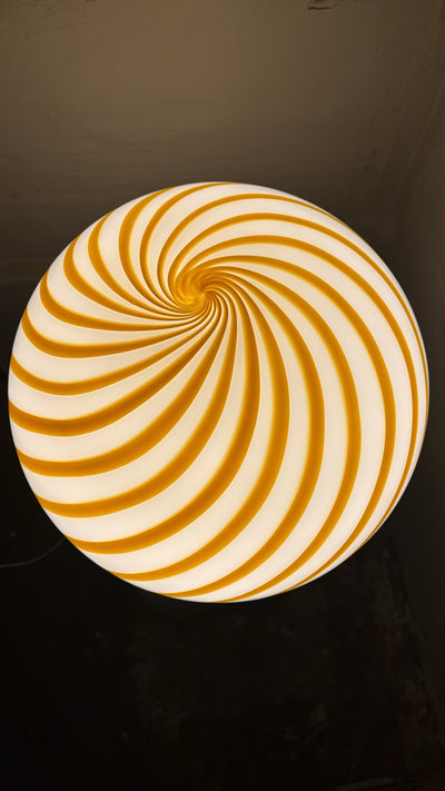 Murano Candy vloerlamp geel/wit swirl D:40 cm