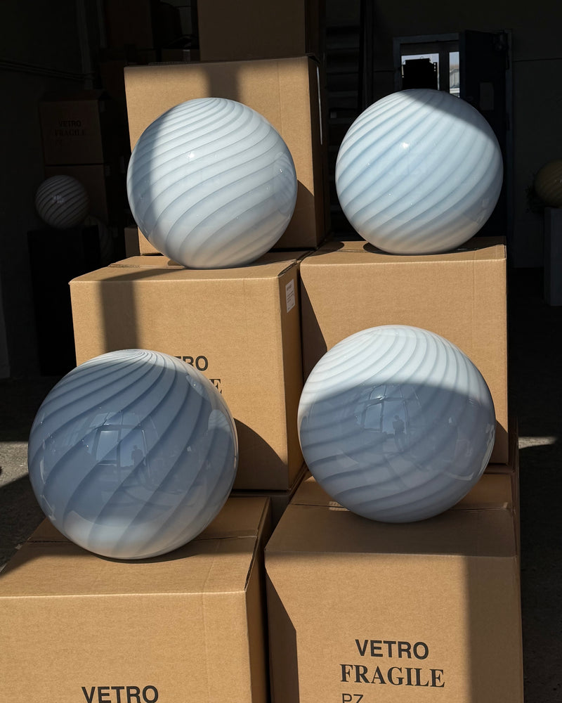 Large Murano Candy pendant light pale blue swirl D:40 cm