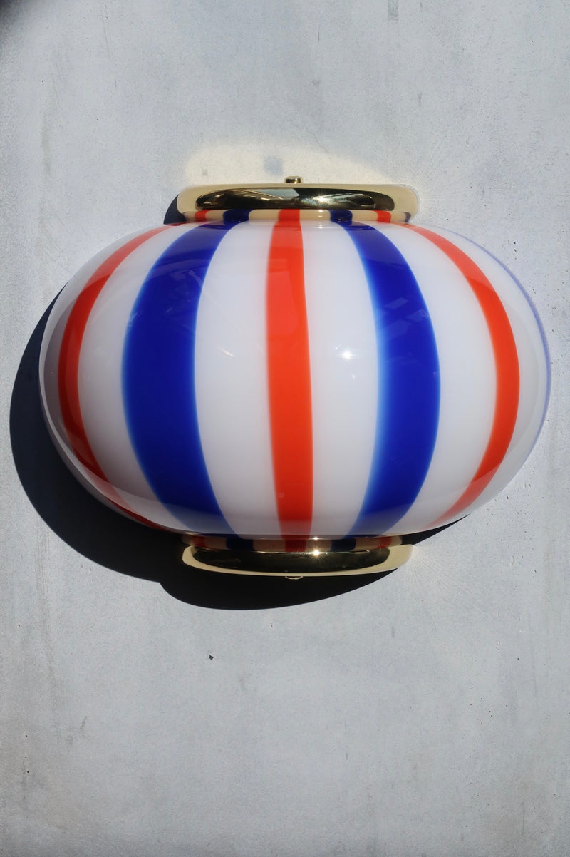 Murano Candy væglampe blå/rød striber 21x15cm