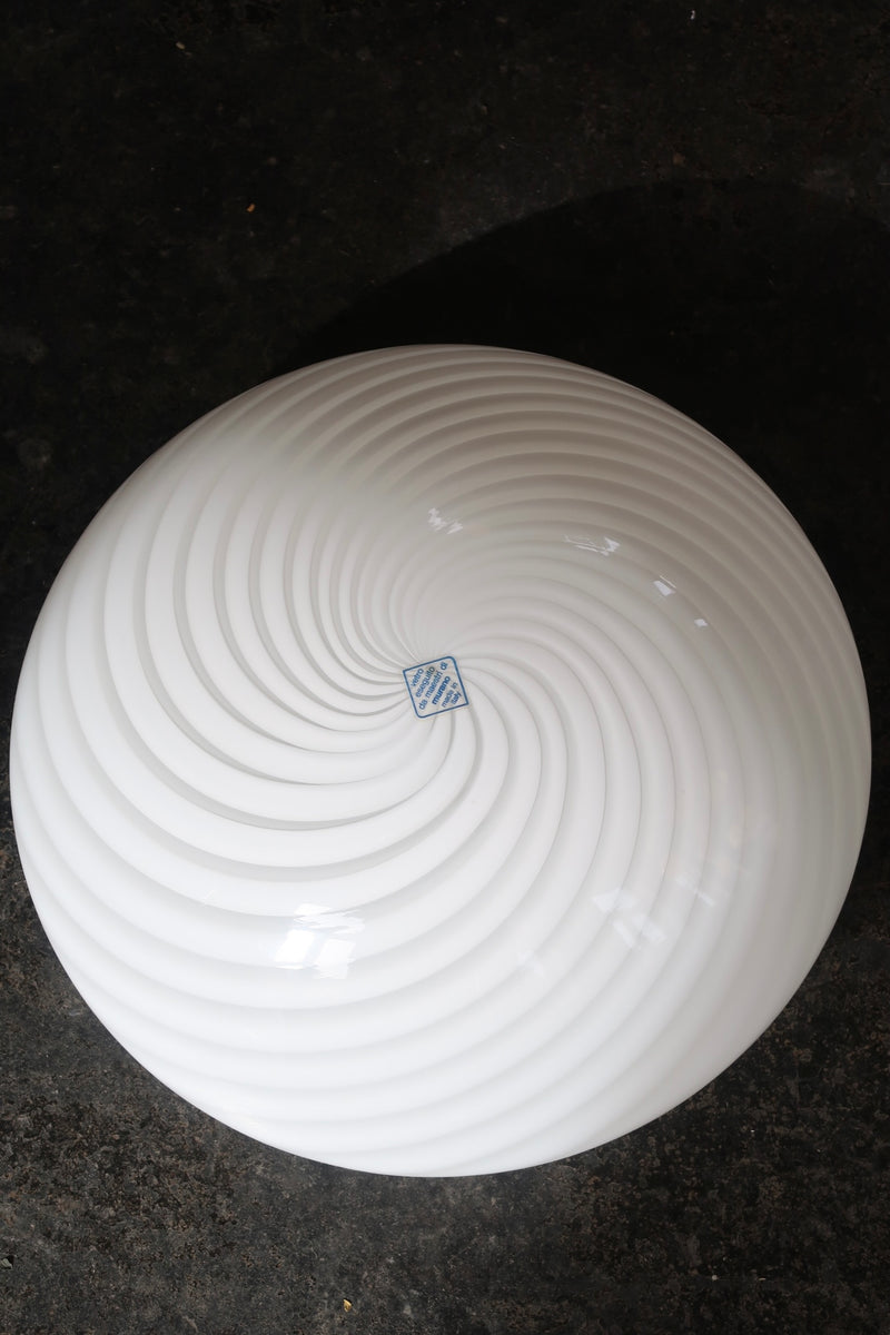Vintage (ubrugt) Murano hvid swirl plafond loftlampe / væglampe D:36 cm