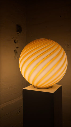 Murano Candy vloerlamp amber oranje swirl D:40 cm