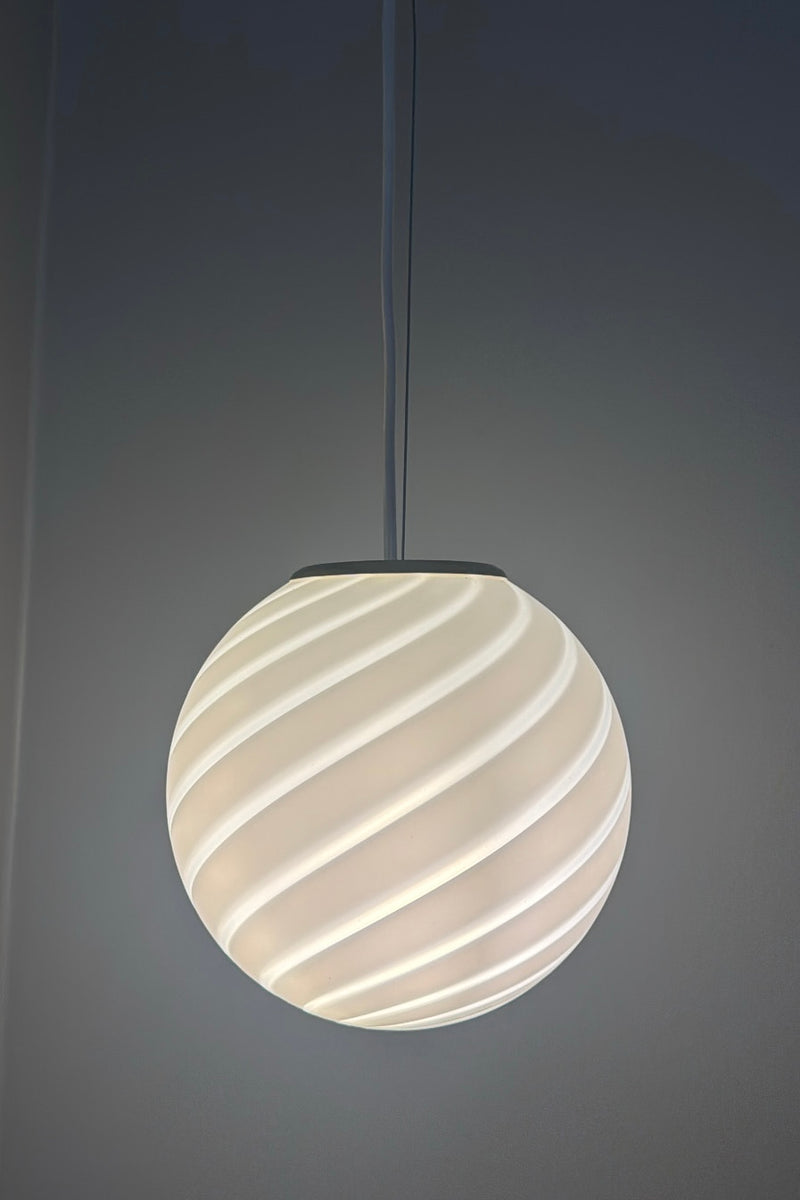 Murano Candy pendel hvid swirl D:20 cm