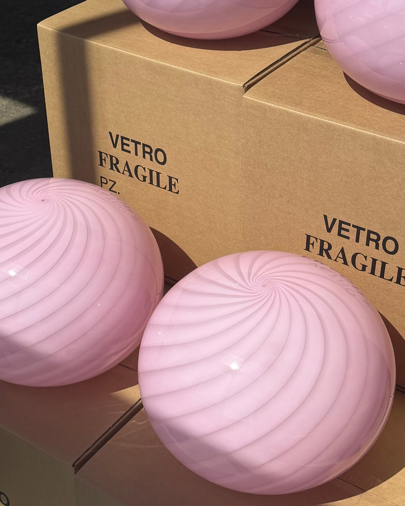Stor Murano Candy suspension ovale bubble gum rose D:40 cm