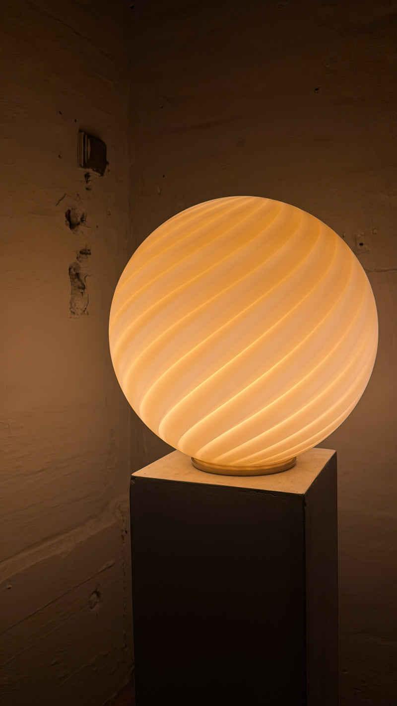 Murano Candy vloerlamp creme karamel swirl D:40 cm