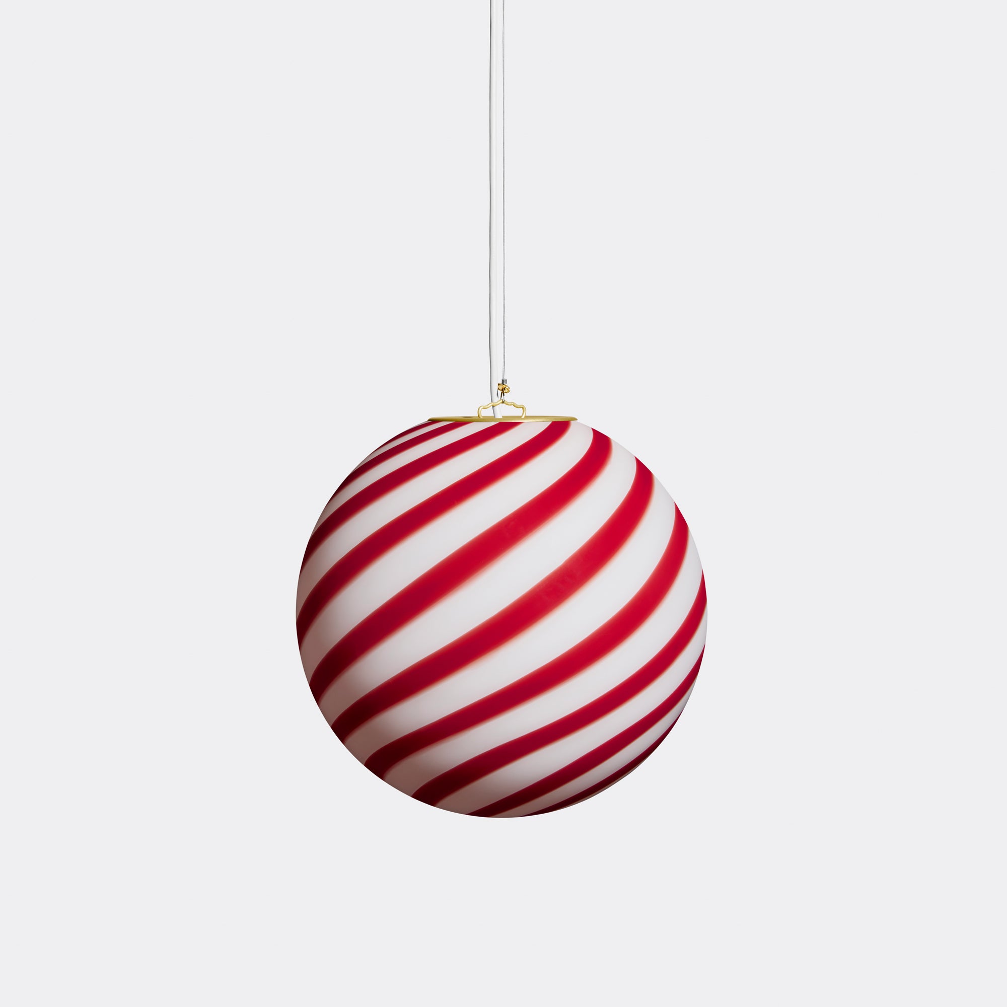 Murano Candy pendel bordeaux rød/hvid swirl D:30 cm