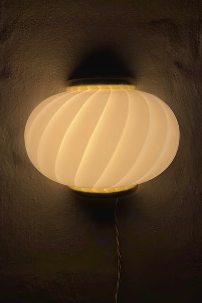 Murano Candy wall lamp yellow swirl 21x15cm