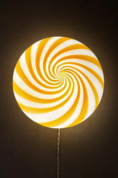 Murano Candy flush mount yellow/white swirl D: 30 cm