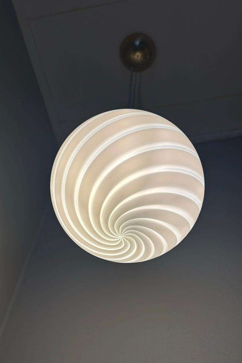 Murano Candy pendel hvid swirl D:20 cm
