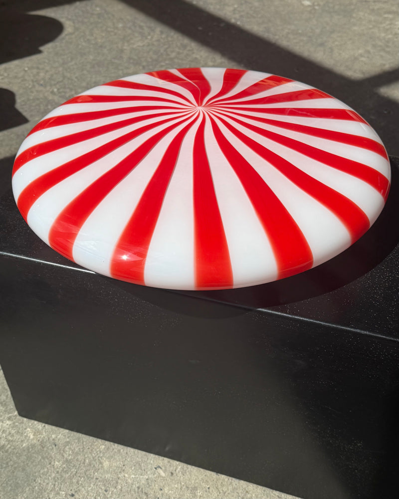 Large Murano Candy flush mount red/white stripes D: 40 cm