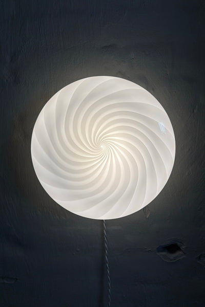 Murano Candy plafond vit swirl D:30 cm