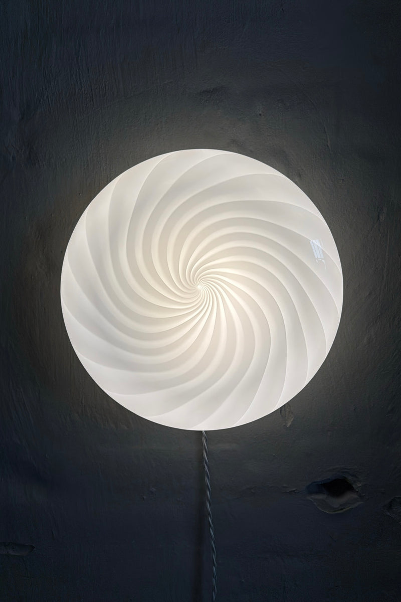 Murano Candy plafond vit swirl D:30 cm